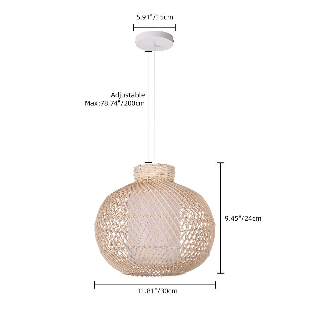 Natural Rattan Hollow Pendant Light Hand-woven Dining Room Decorative Lampshade