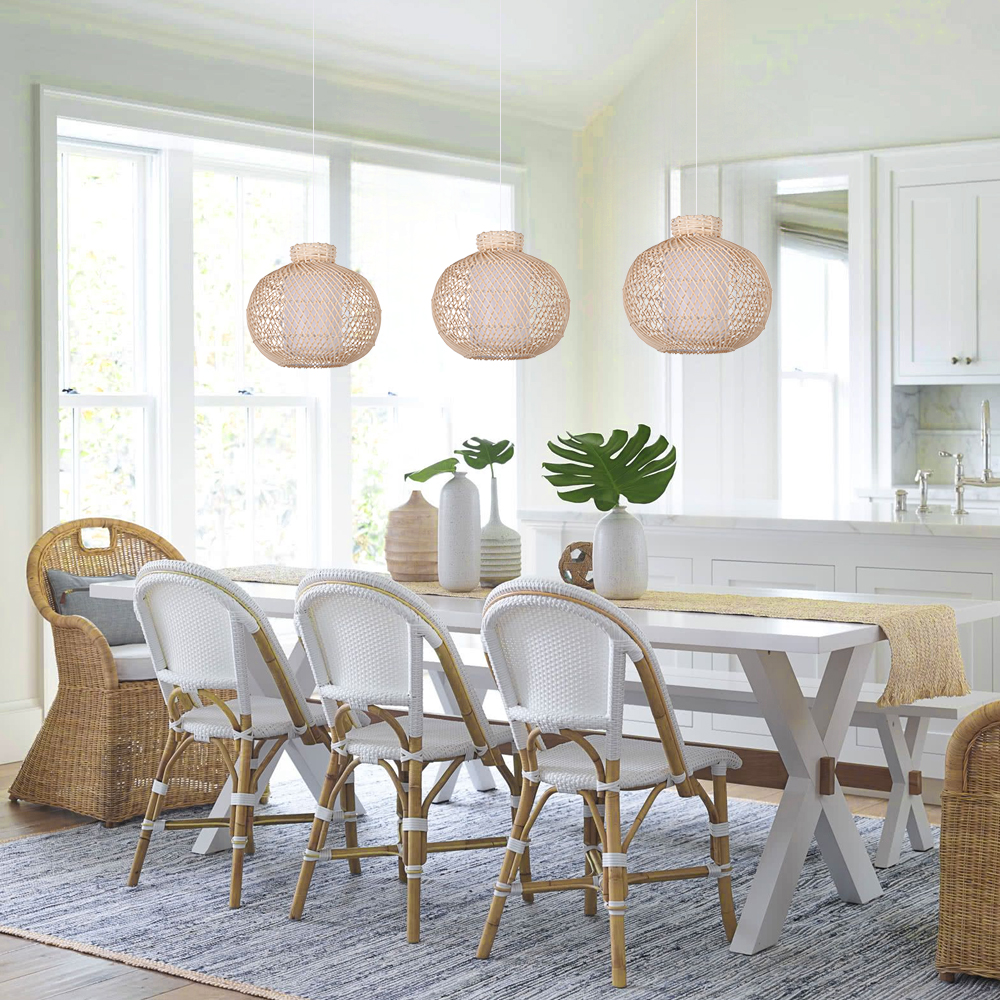 Natural Rattan Hollow Pendant Light Hand-woven Dining Room Decorative Lampshade