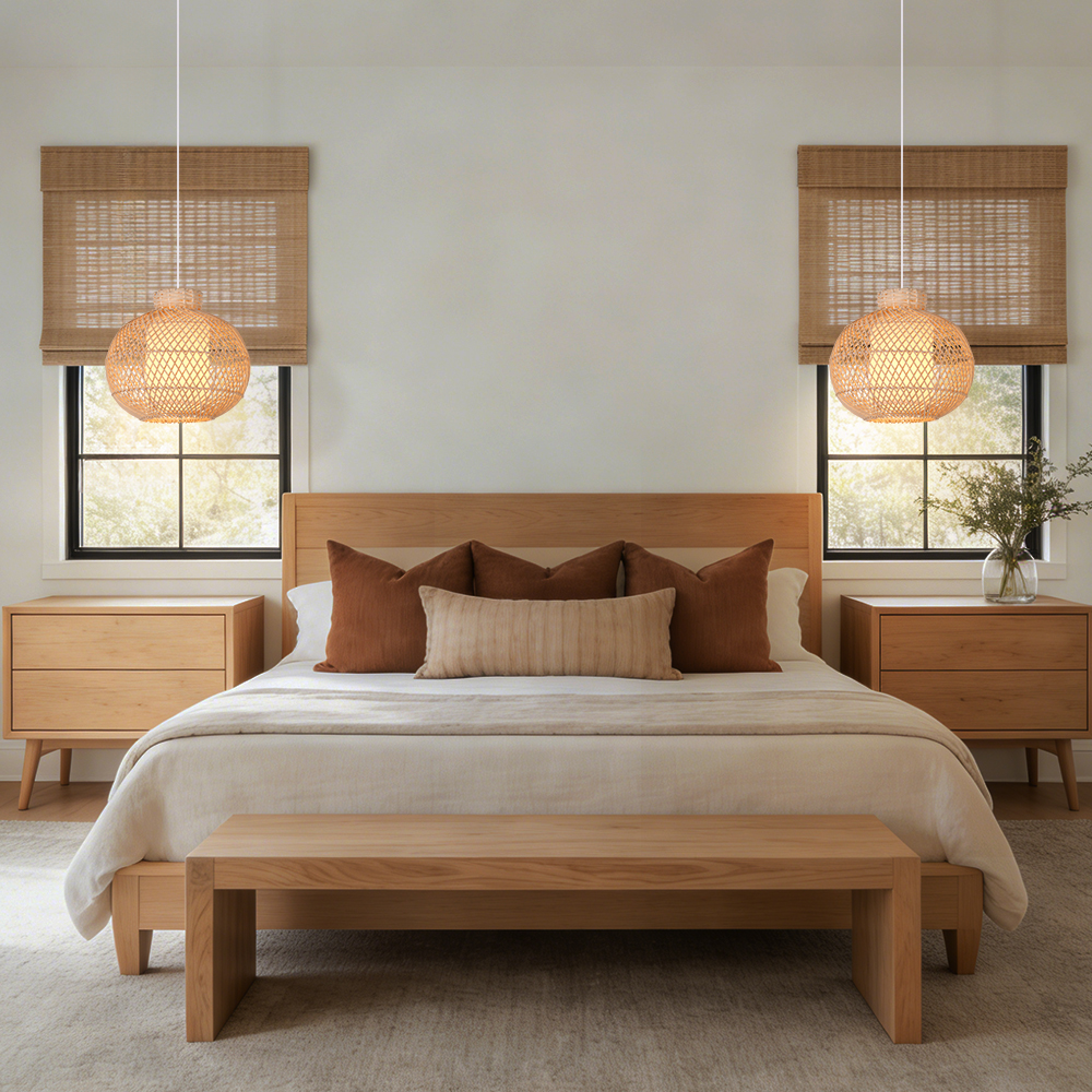 Natural Rattan Hollow Pendant Light Hand-woven Dining Room Decorative Lampshade