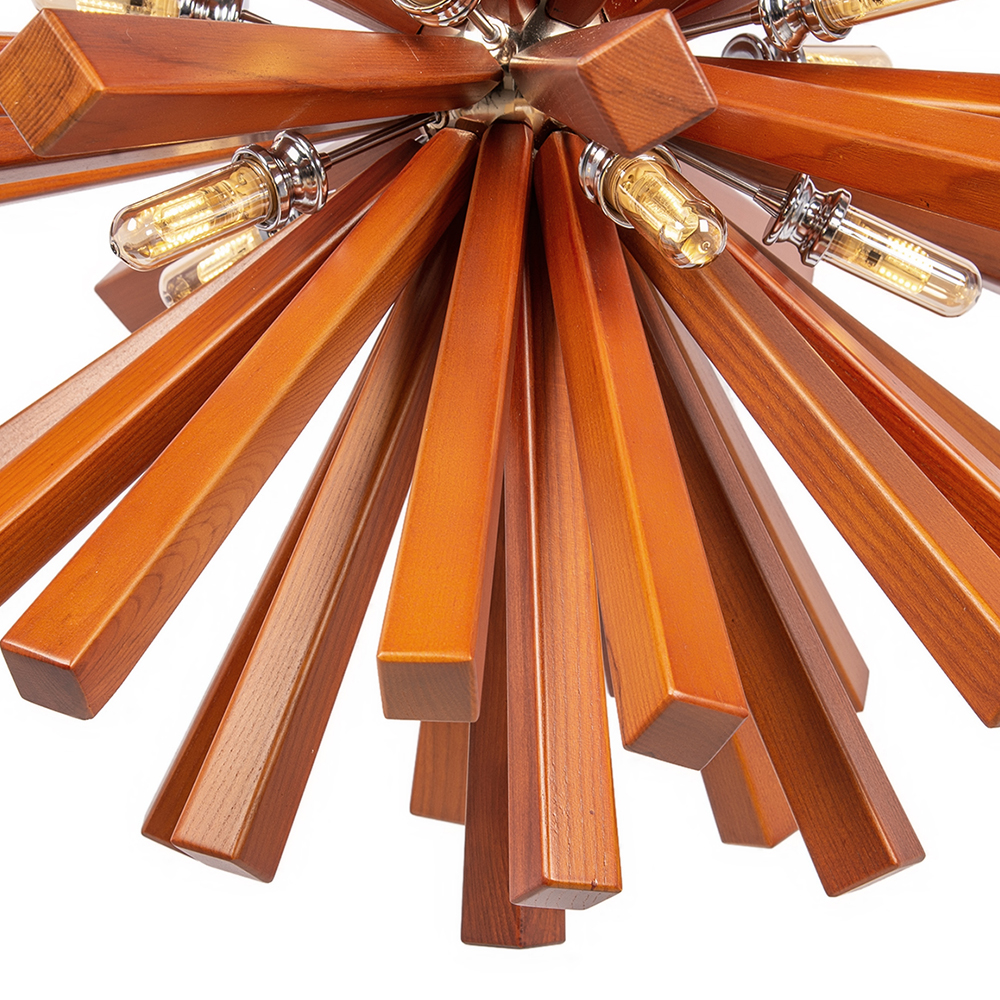 Modern Solid Wood Sputnik Pendant Light Suitable for Dining Room