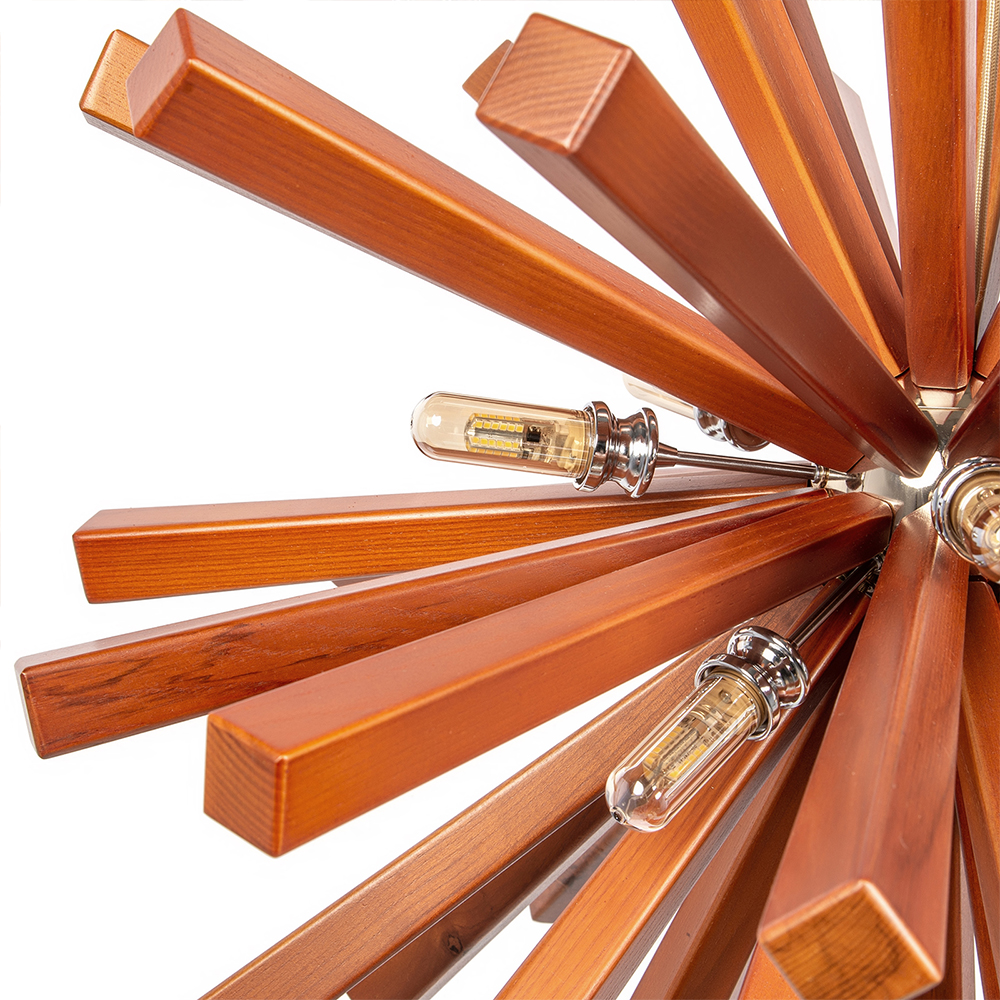 Modern Solid Wood Sputnik Pendant Light Suitable for Dining Room
