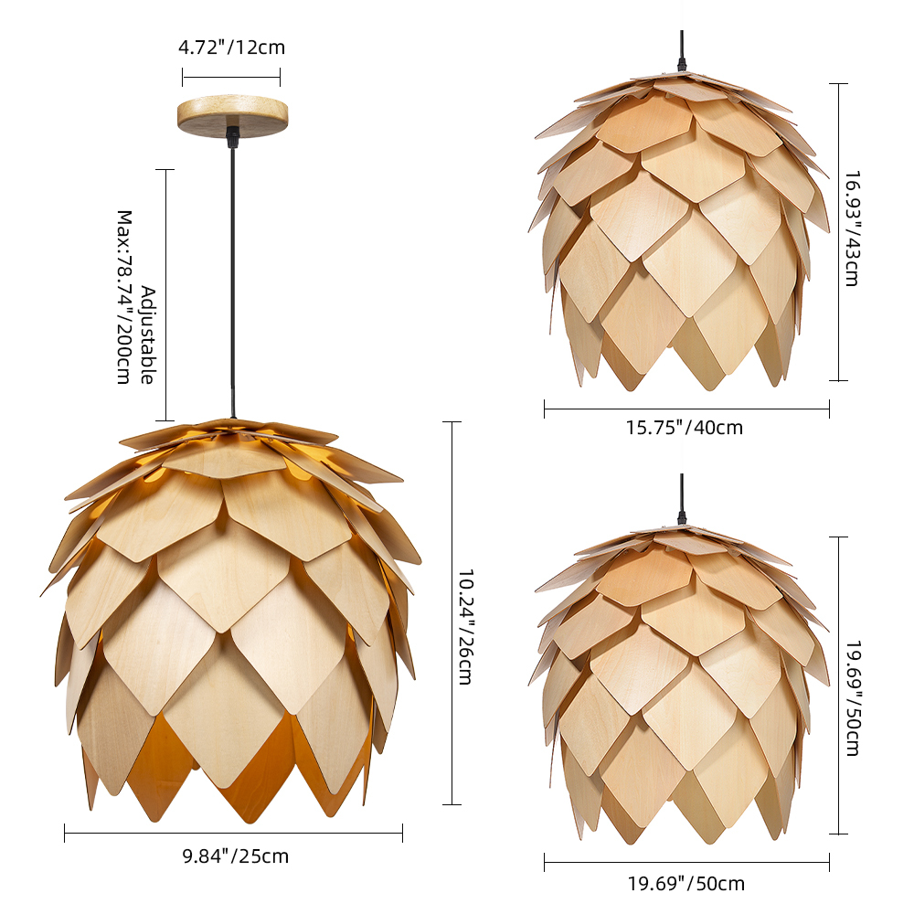 Wood Pine Cone DIY Pendant Nordic Wooden Chandelier Handcraft Ceiling Lampshade