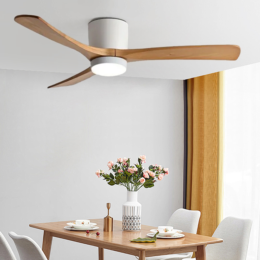 Nordic Wooden Ceiling Fan Light Fixture Minimalist LED Ceiling Lamp for Bedroom