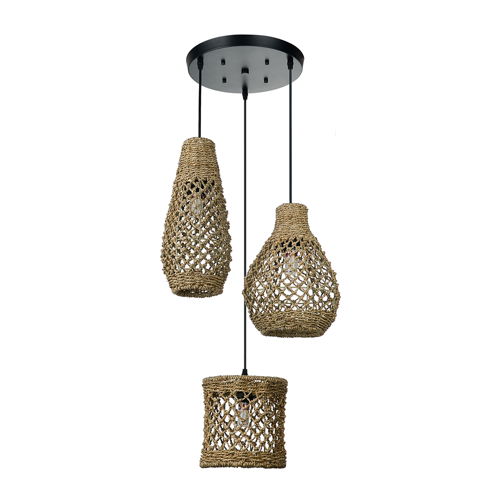 3 In 1 Living Room Pendant Light Wabi-sabi Seaweed Rattan Lamp