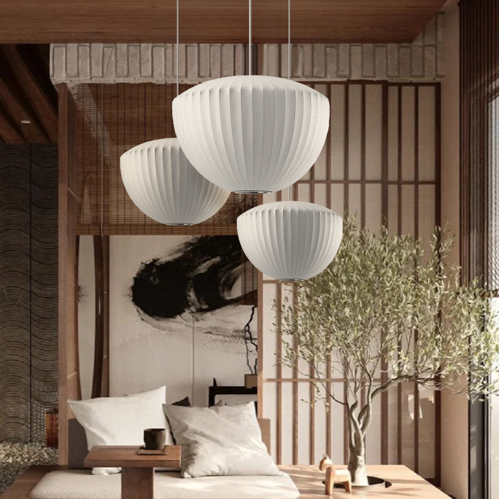Japanese Style Fabric Pendant Light Restaurant Lamp Lantern Staircase Chandelier