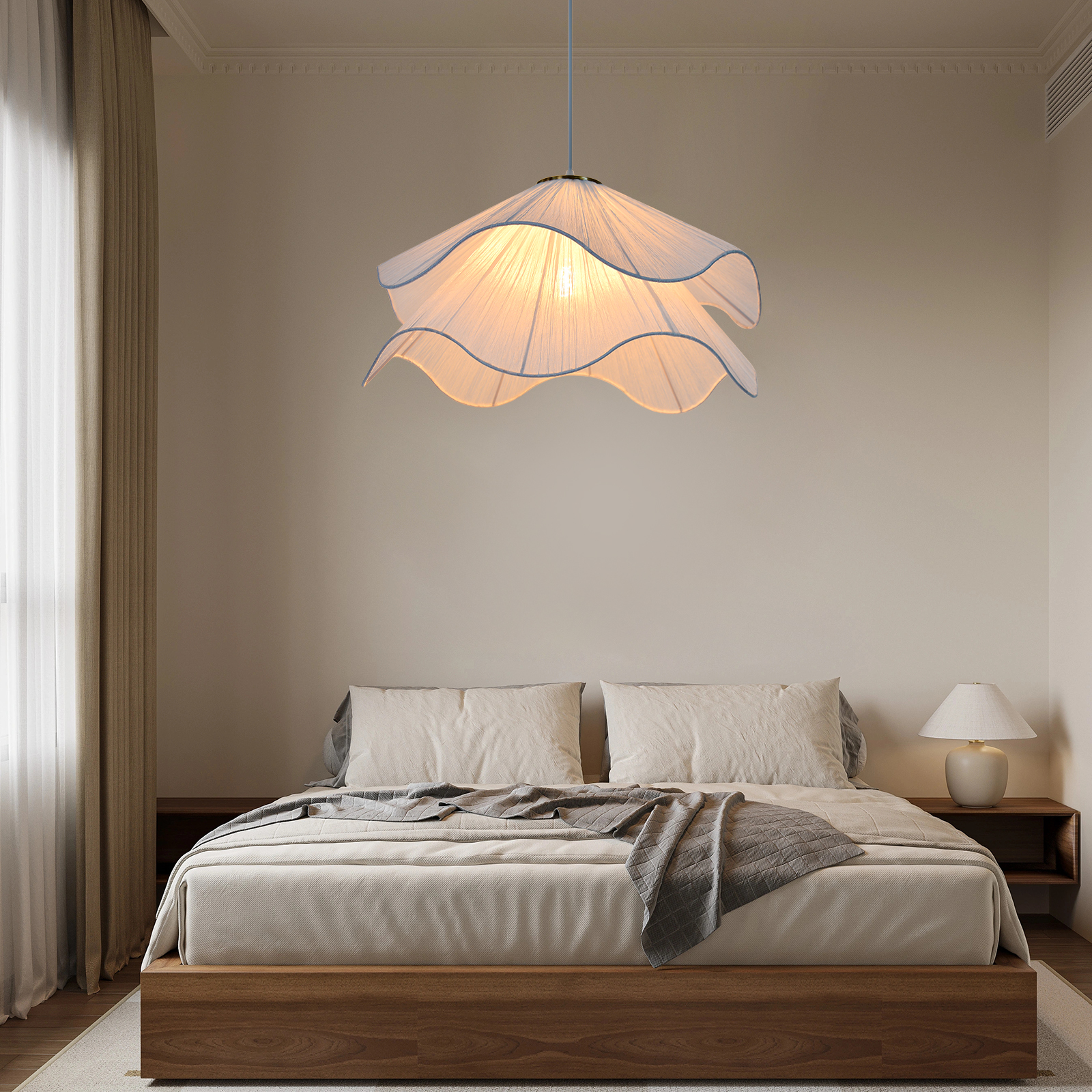 French Style Simple Pendant Light Bedroom Lampshade