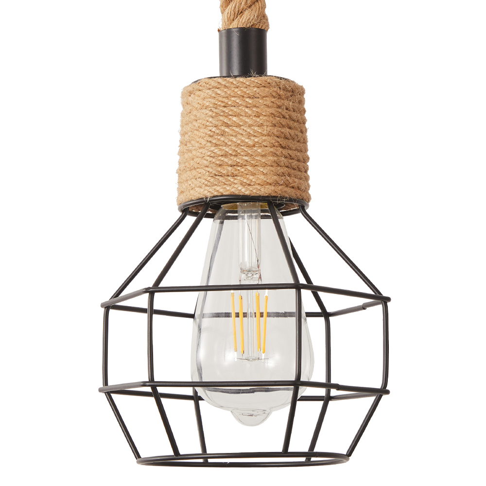 Retro Industrial Hemp Rope Grid Iron 8-Head Chandelier Dinning Room Art Decoration Lamp