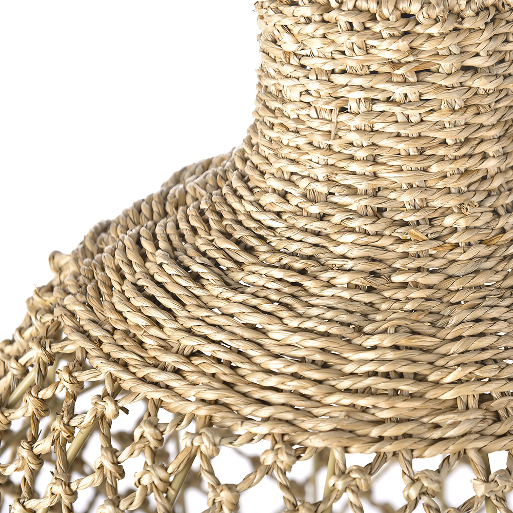 Wabi-sabi Style Dining Table Vase Shape Lamp Rattan Seagrass Pendant Light