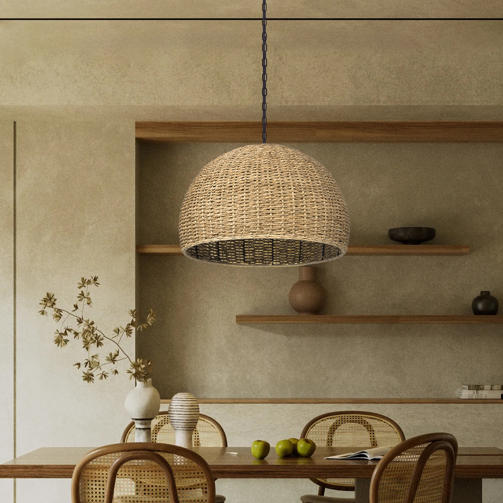 Japanese Hand-Woven Chandelier Vintage Dining Room LampShade