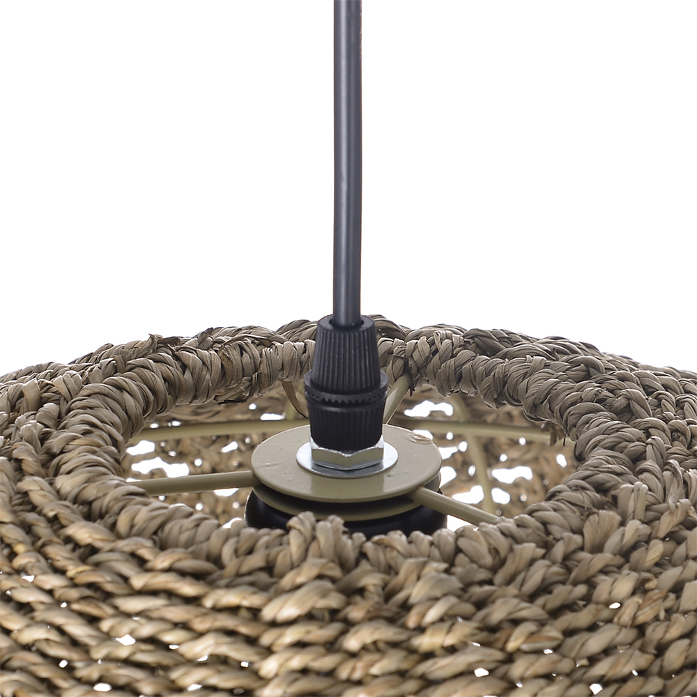 Wabi Sabi Handwoven Natural Seagrass Pendant Light for Dining Room