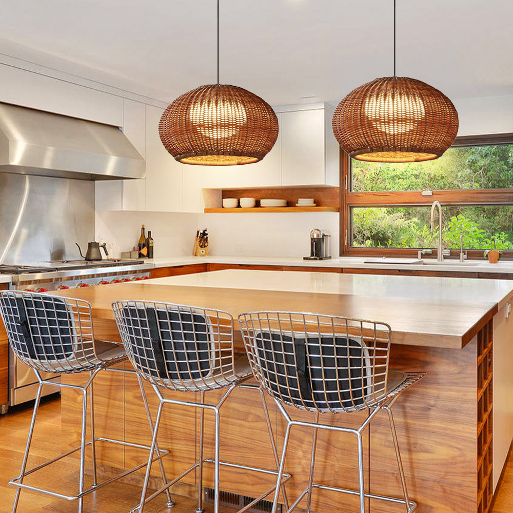 Outdoor Waterproof Restaurant Hand-woven Rattan Chandelier