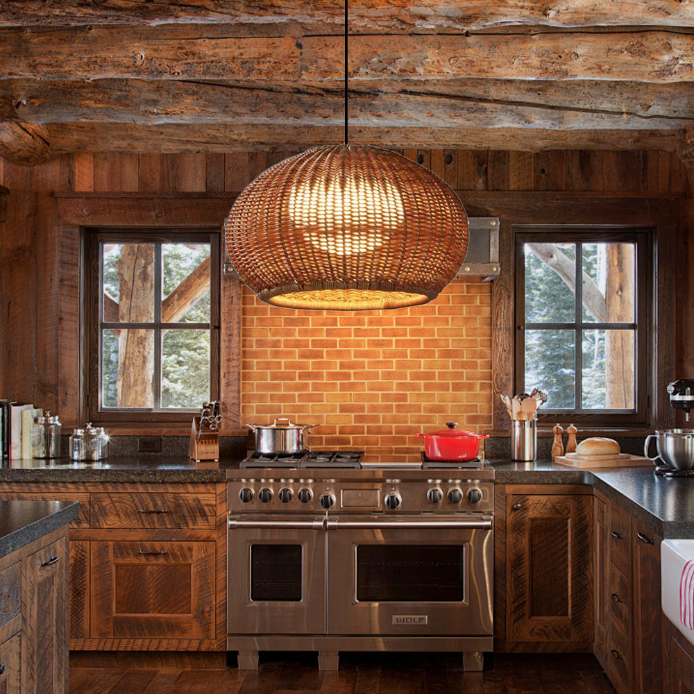 Outdoor Waterproof Restaurant Hand-woven Rattan Chandelier