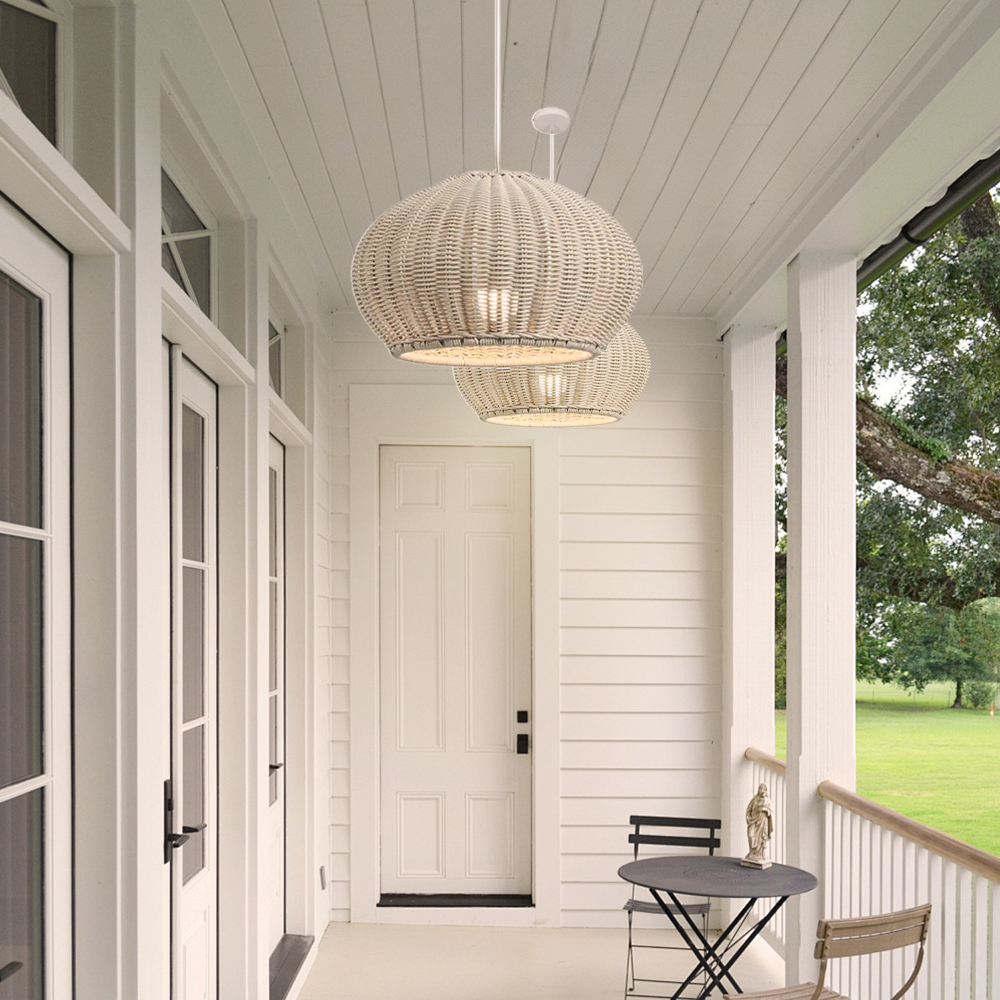 Outdoor Waterproof Restaurant Hand-woven Rattan Chandelier