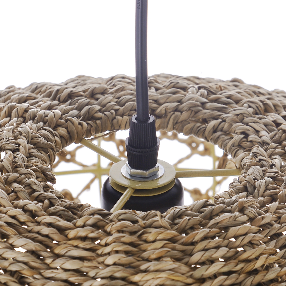Natural Pastoral Style Oval Seagrass Rattan Pendant Light