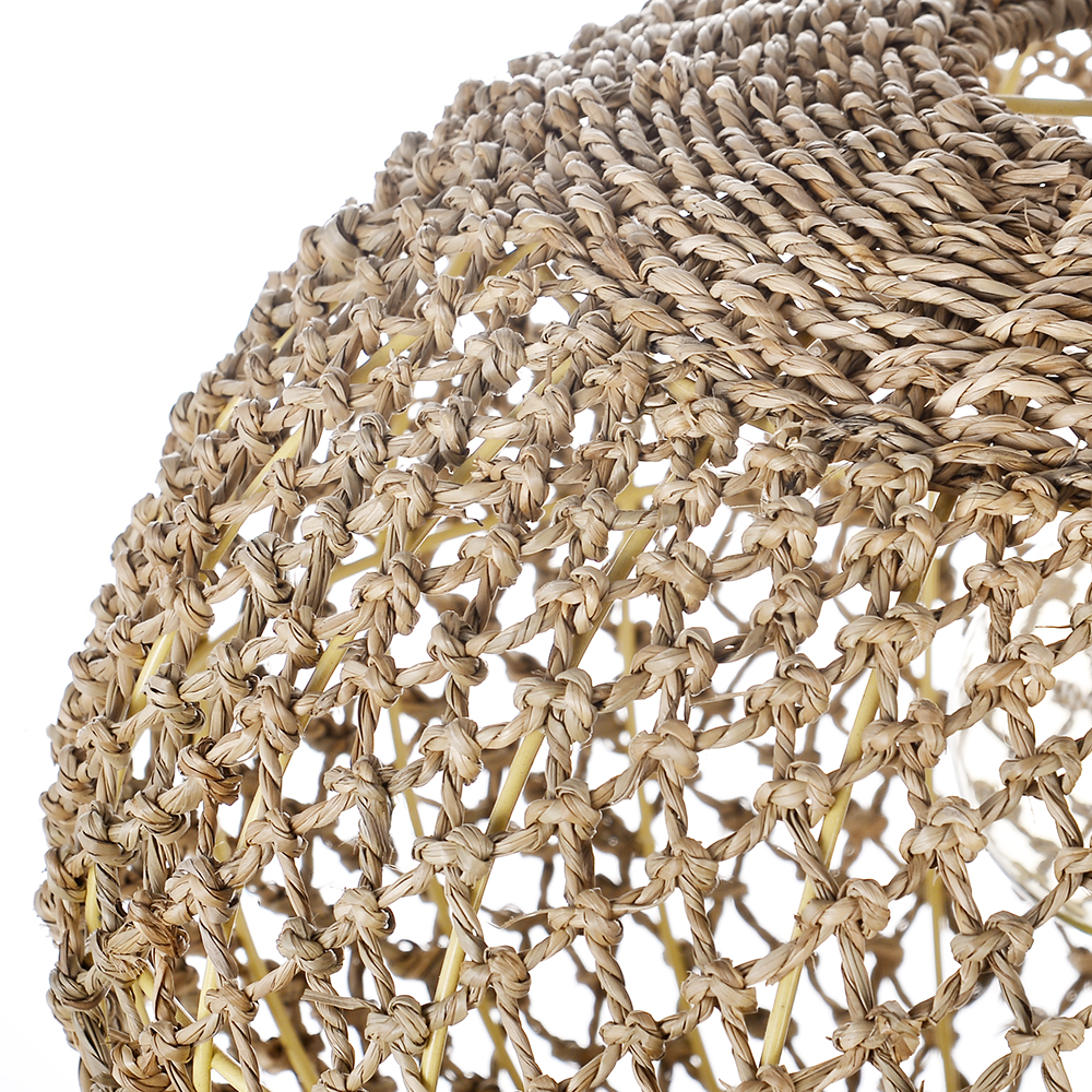 Spherical Hand-woven Seagrass Rattan Pendant Light