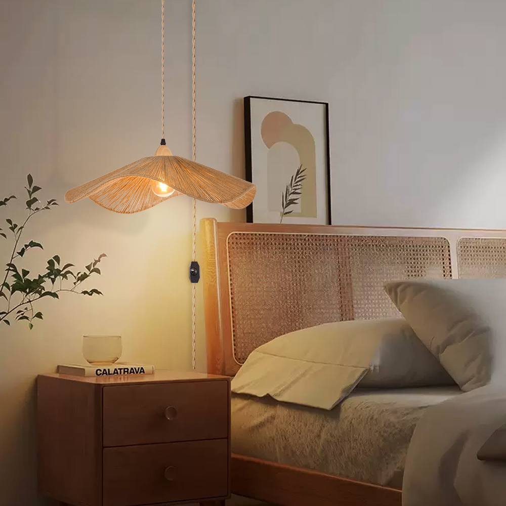 Dining Room Hand-wove Hemp Rope Pendant Light Wabi-sabi Style Lampshade