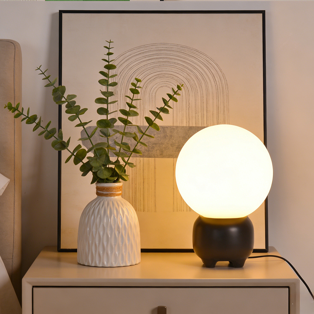 Minimalist Globe Table Lamp with Chubby Base Cozy Bedroom Lighting