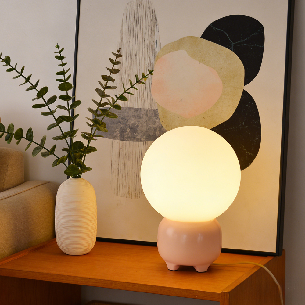 Minimalist Globe Table Lamp with Chubby Base Cozy Bedroom Lighting