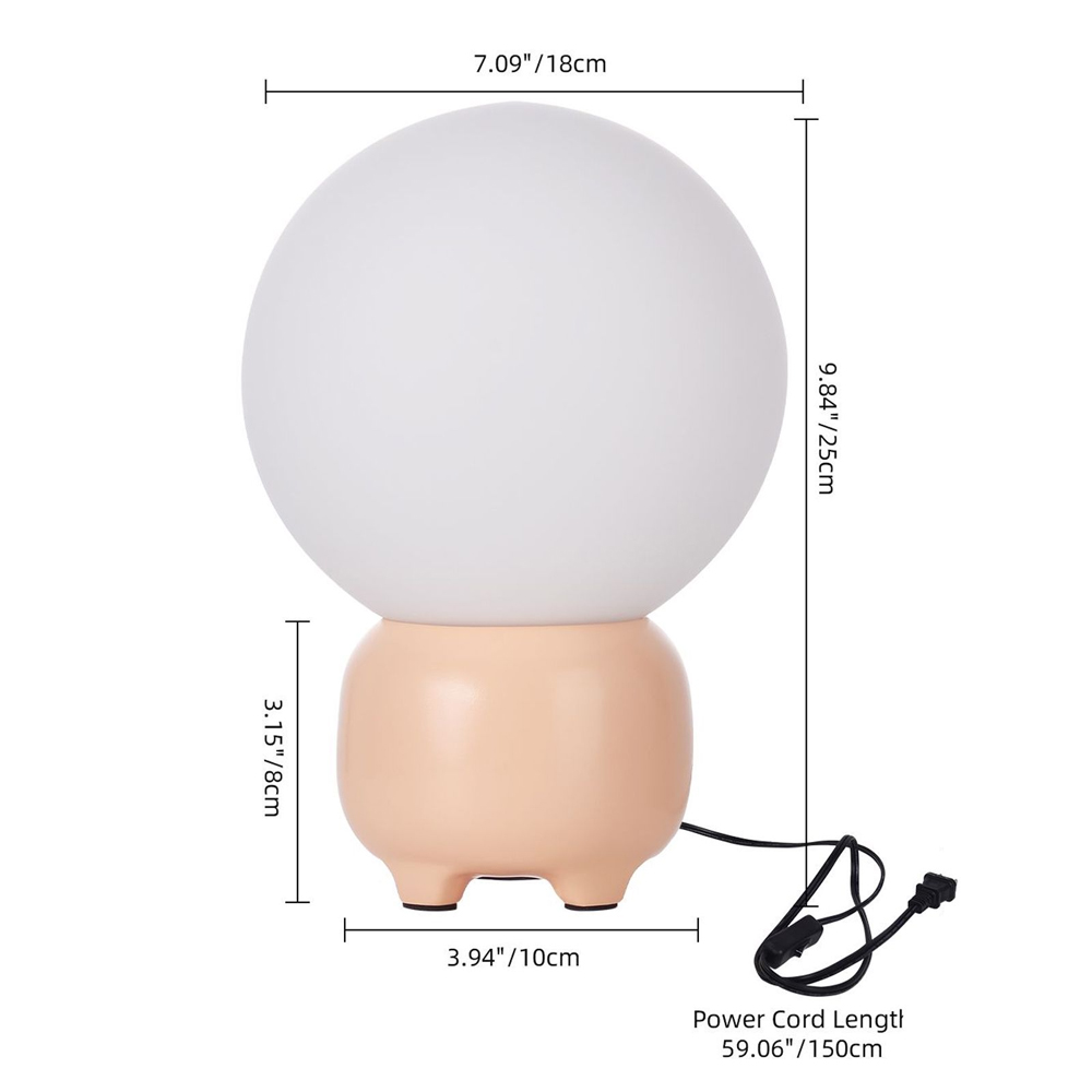 Minimalist Globe Table Lamp with Chubby Base Cozy Bedroom Lighting