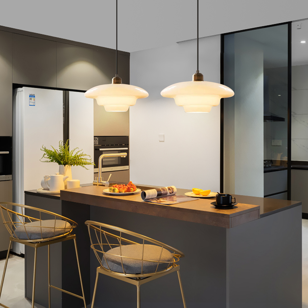 Mid Century Style Milk White Glass Pendant Light