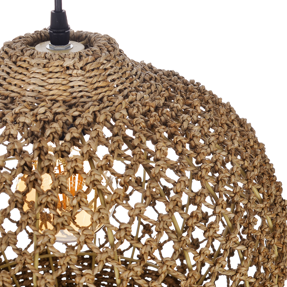 Japanese Style Wicker Pendant Light Dining Room Round Lampshade