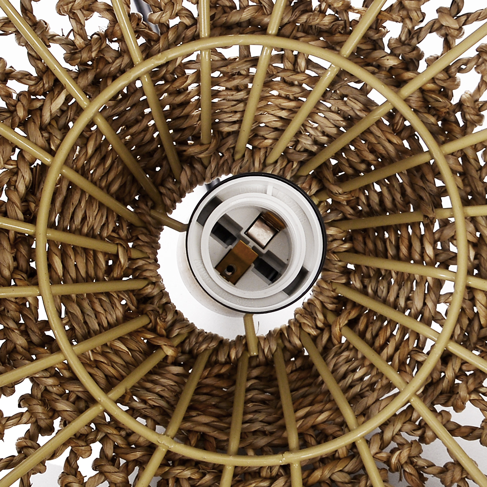 Japanese Style Wicker Pendant Light Dining Room Round Lampshade