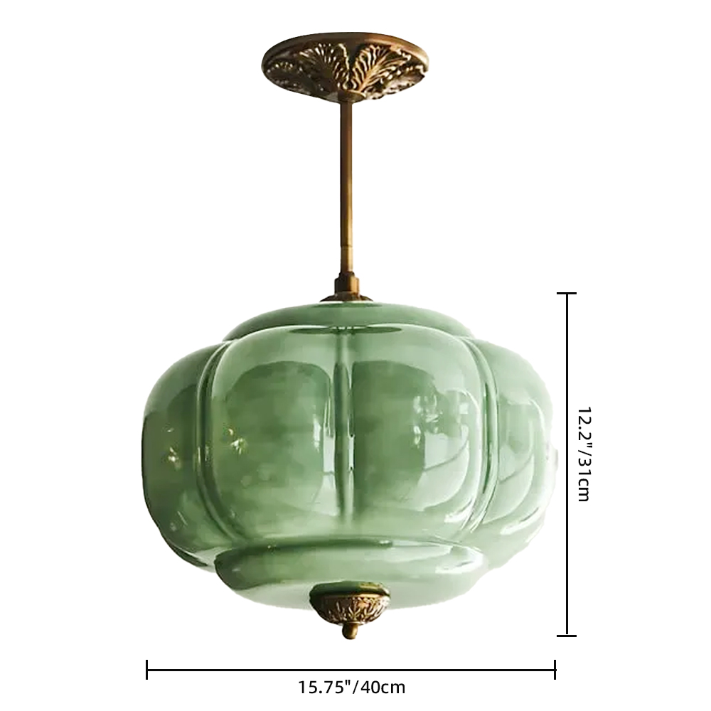 Vintage Simple Glass Pumpkin Pendant Light Kitchen Island Lighting