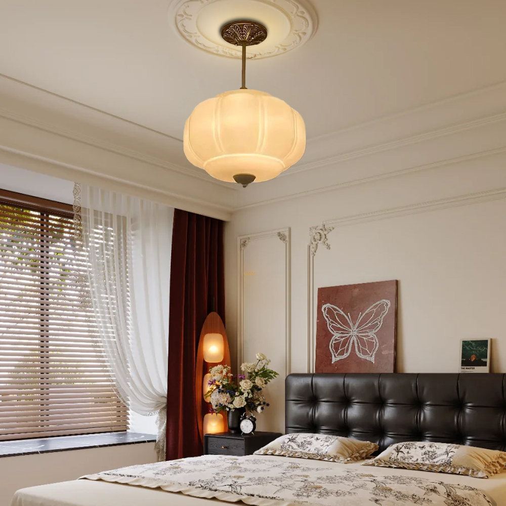 Vintage Simple Glass Pumpkin Pendant Light Kitchen Island Lighting