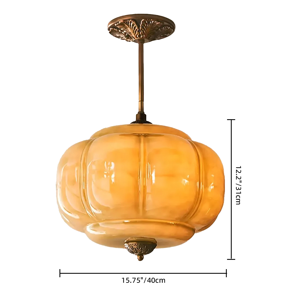 Vintage Simple Glass Pumpkin Pendant Light Kitchen Island Lighting