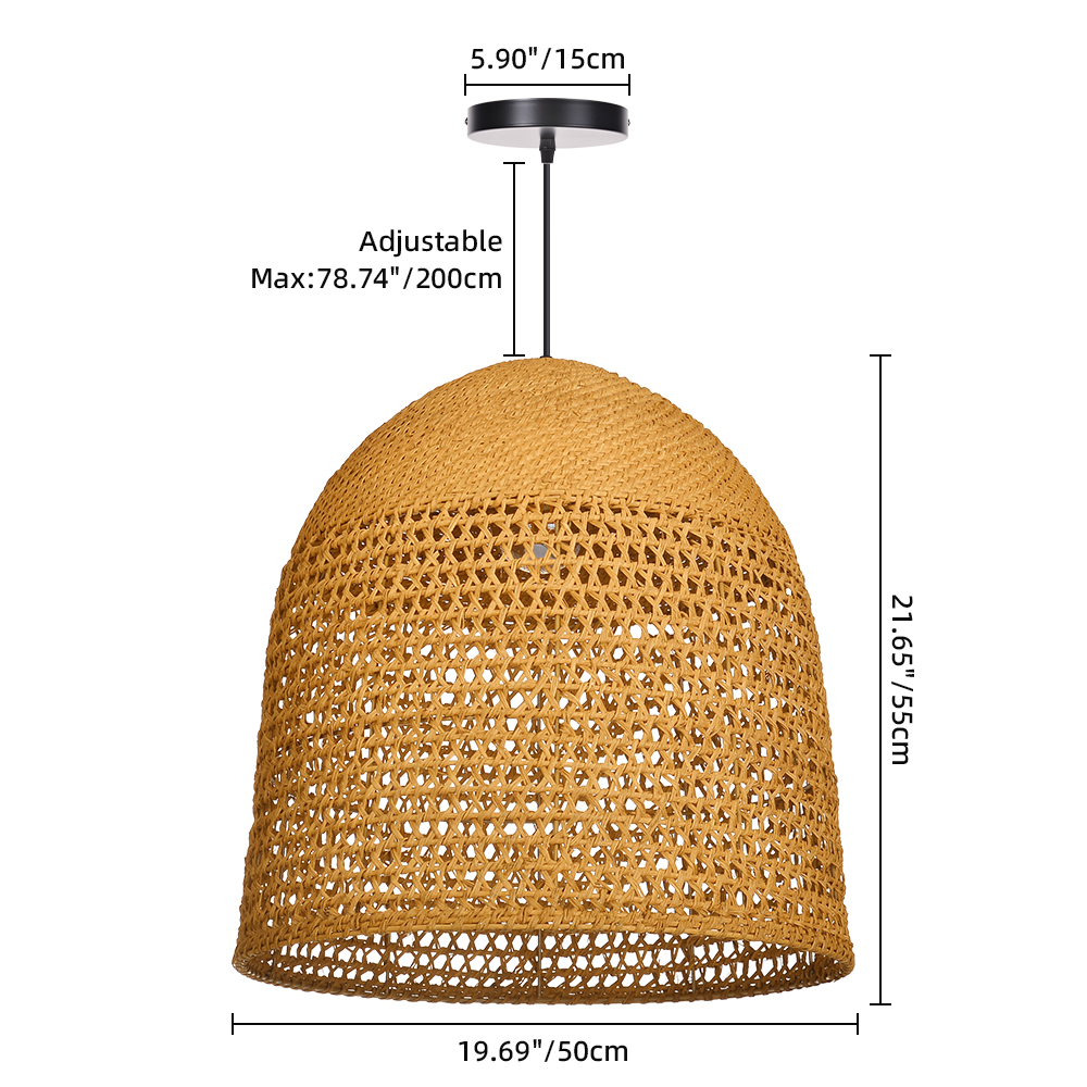 Handwoven Natural Rattan Pendant Light for Modern Farmhouse Kitchen Island