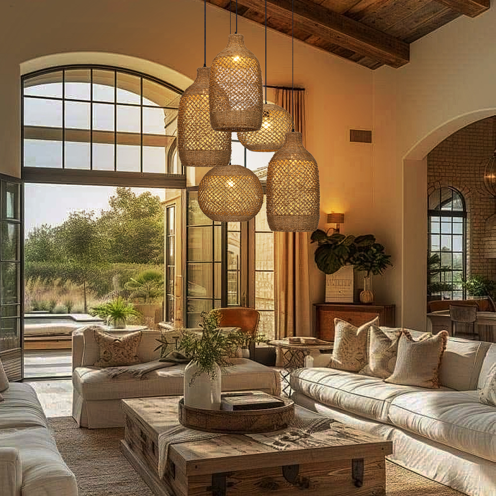 Wabi-sabi 5-in-1 Living Room Waterweed Pendant Lights