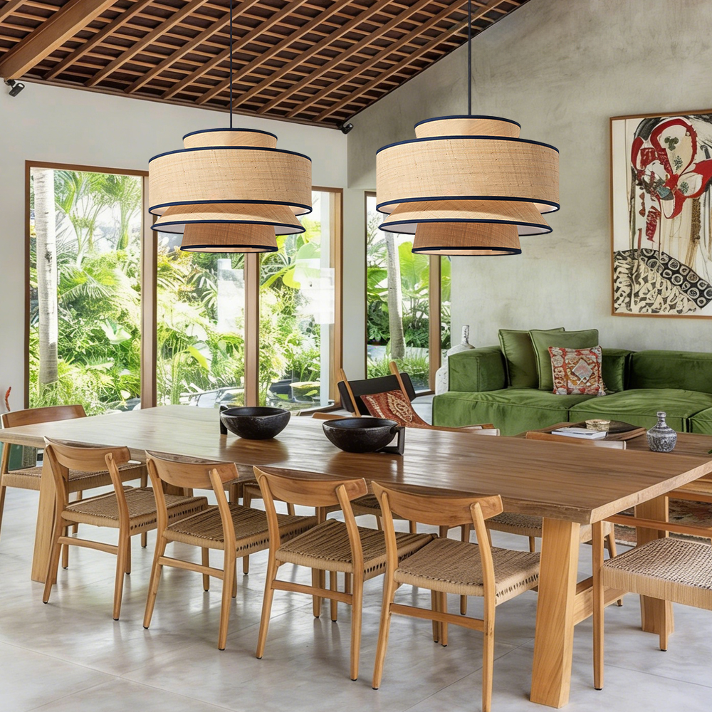 Japanese Style Double-layer Lantern Pendant Light for Dining Room