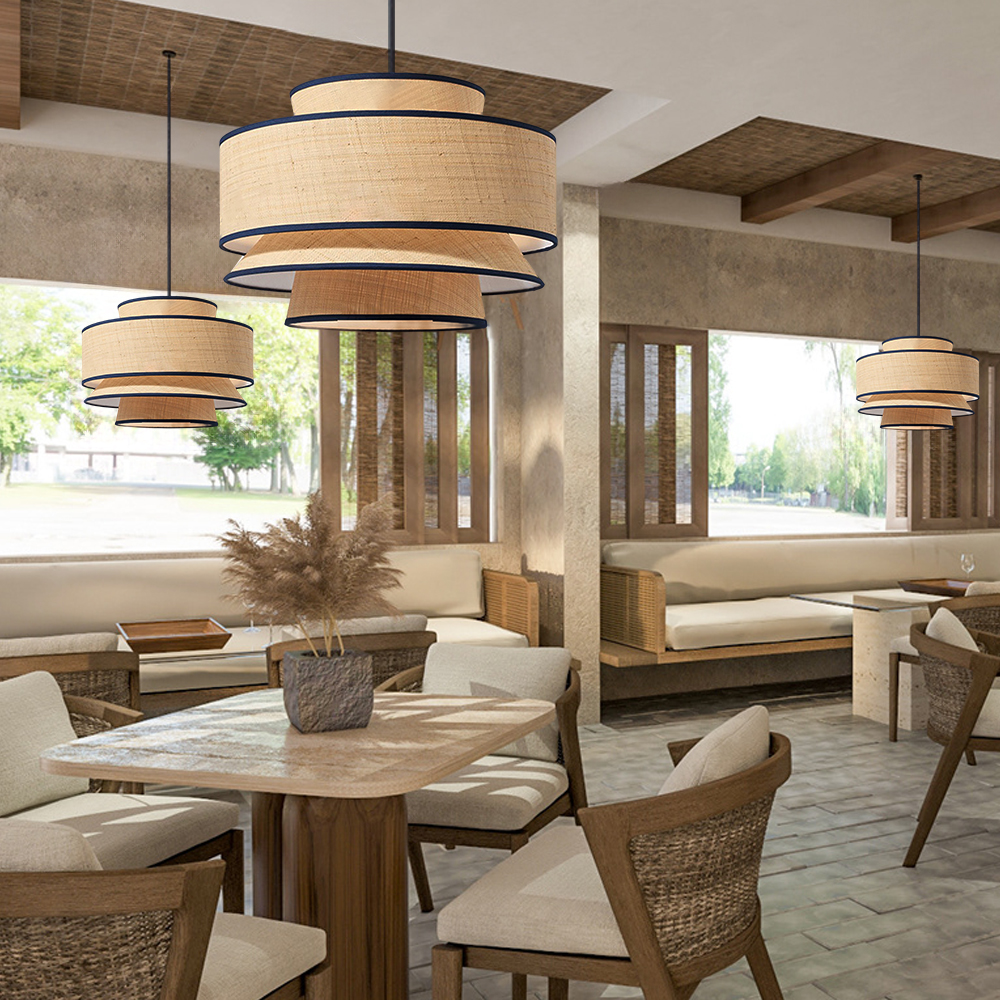 Japanese Style Double-layer Lantern Pendant Light for Dining Room