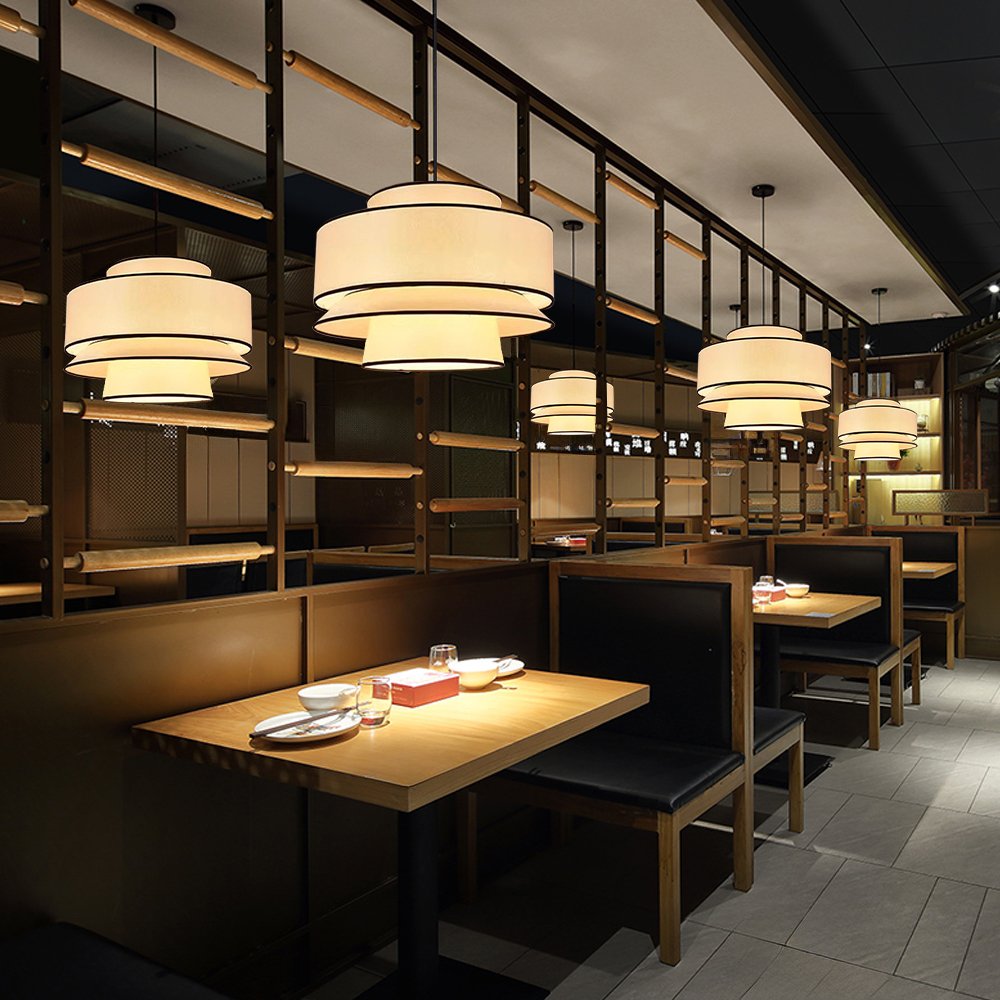 Japanese Style Double-layer Lantern Pendant Light for Dining Room