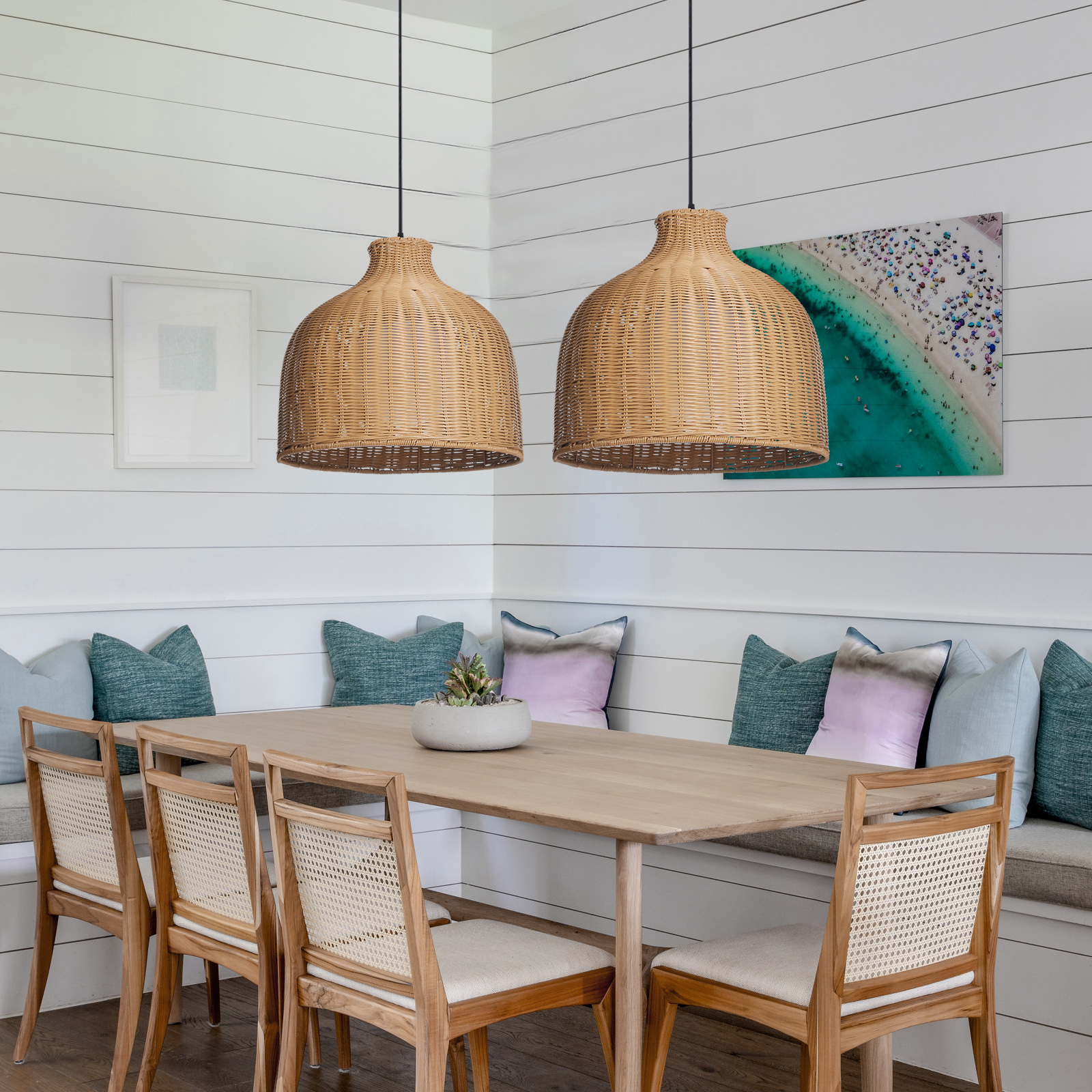 Japanese Style Outdoor Waterproof Rattan Pendant Light Garden Terrace Chandelier