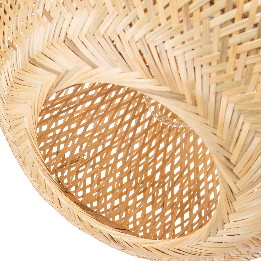 Japanese-style Handwoven Bamboo Spherical Pendant Lampshade for Dining Room