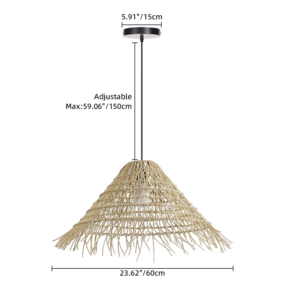 Outdoor Waterproof Rattan Pendant Light Courtyard Garden Hanging Lamp