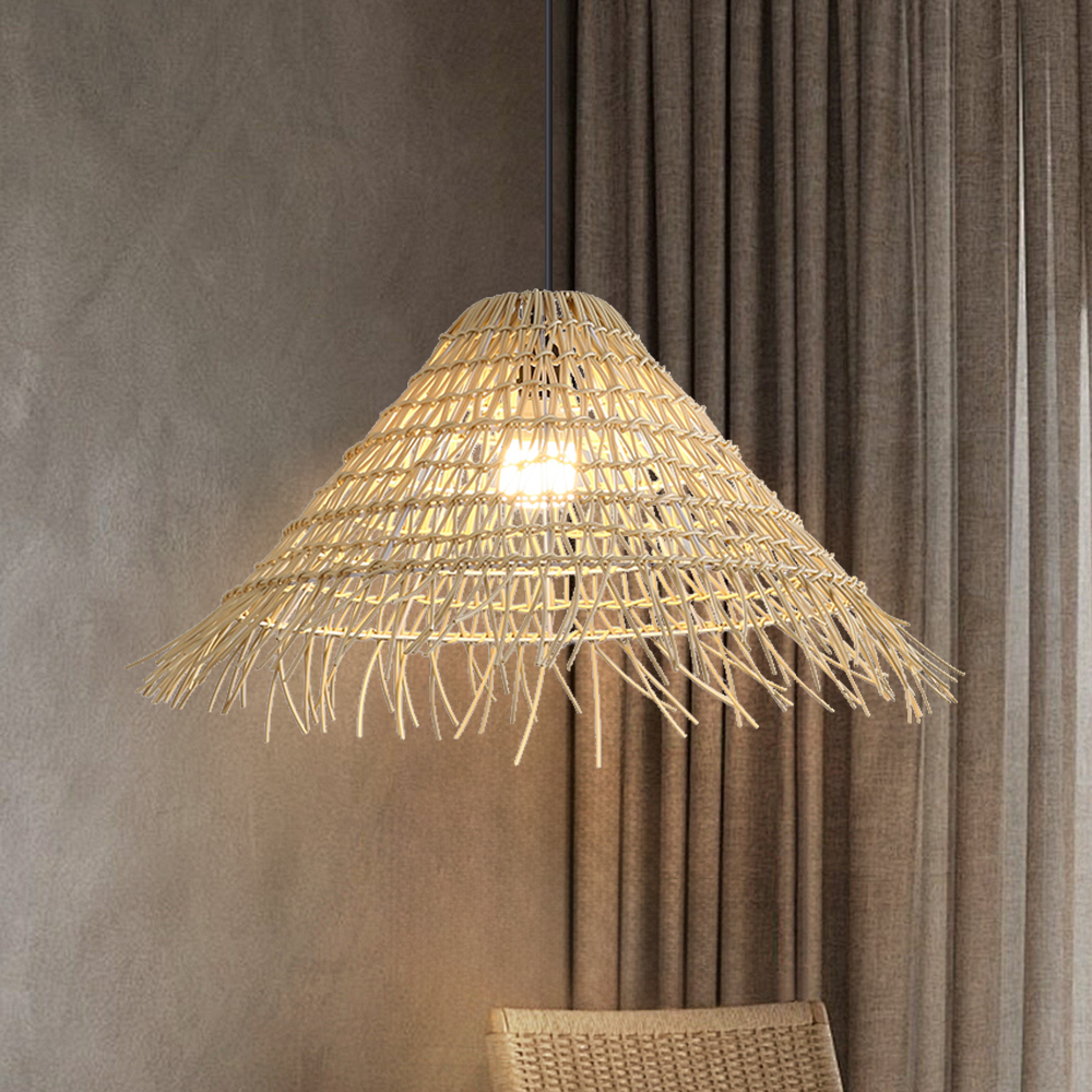 Outdoor Waterproof Rattan Pendant Light Courtyard Garden Hanging Lamp