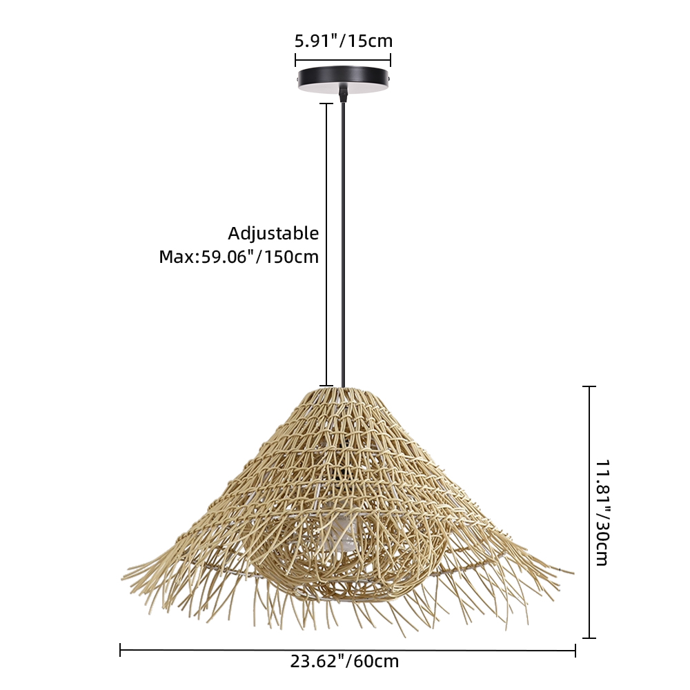 Outdoor Waterproof Rattan Pendant Light Courtyard Garden Hanging Lamp