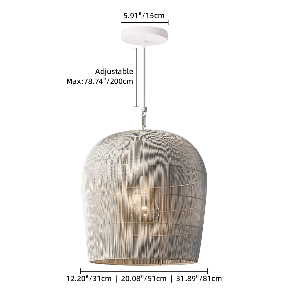 Wabi-sabi Black Rattan Pendant Light Dining Room Living Room Chandelier