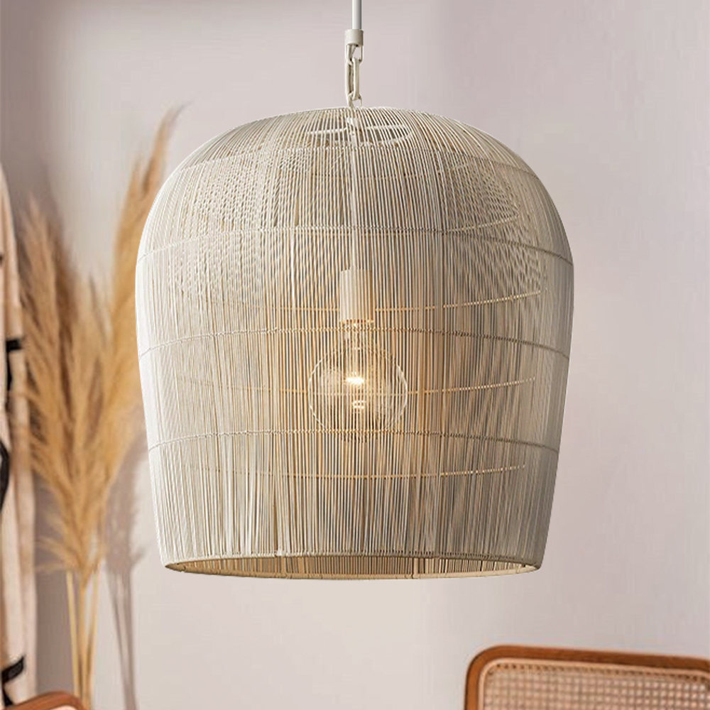 Wabi-sabi Black Rattan Pendant Light Dining Room Living Room Chandelier