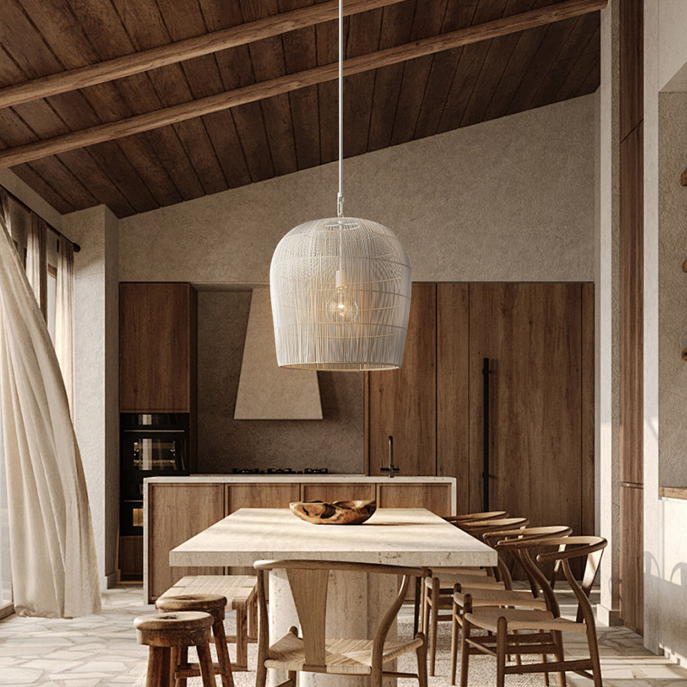 Wabi-sabi Black Rattan Pendant Light Dining Room Living Room Chandelier