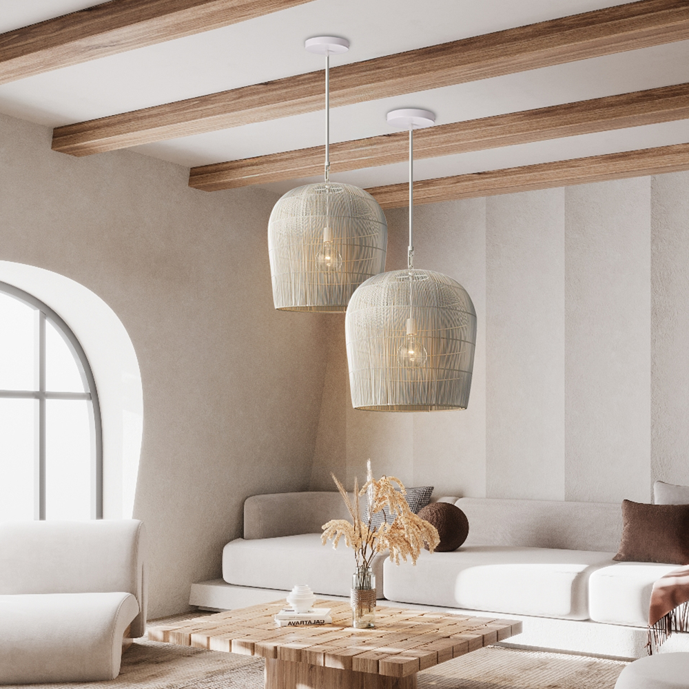 Wabi-sabi Black Rattan Pendant Light Dining Room Living Room Chandelier