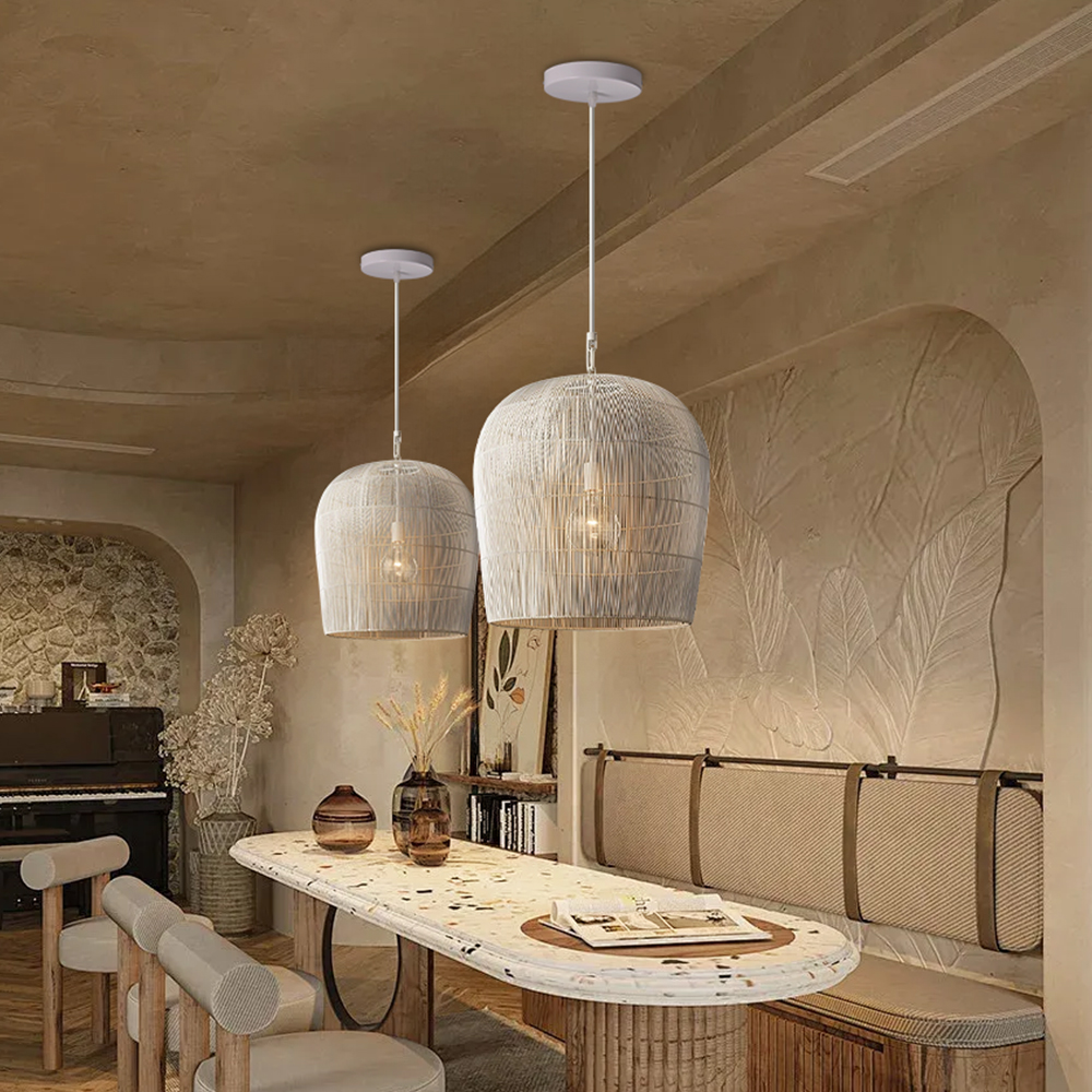 Wabi-sabi Black Rattan Pendant Light Dining Room Living Room Chandelier