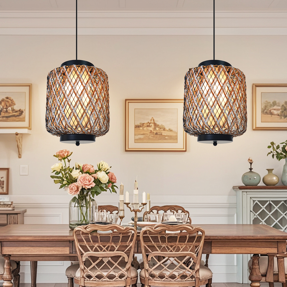 Outdoor Waterproof Lantern Rattan Pendant Lights