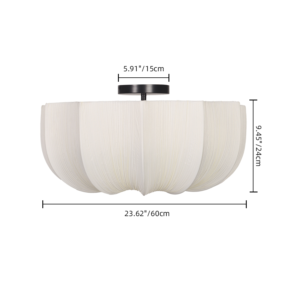 French Fabric Petal Ceiling Light for Dining Room Warm Light