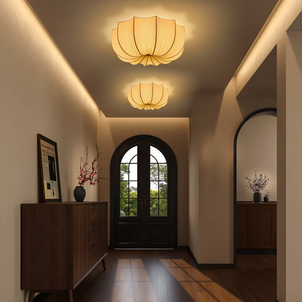 French Retro Fabric Pendant Light For Living Room