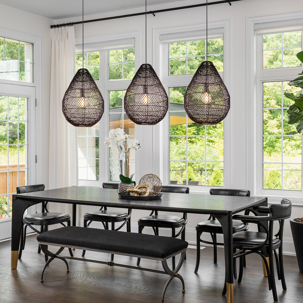 Natural Color Hand-woven Rattan Pendant Lamp for Dining Room