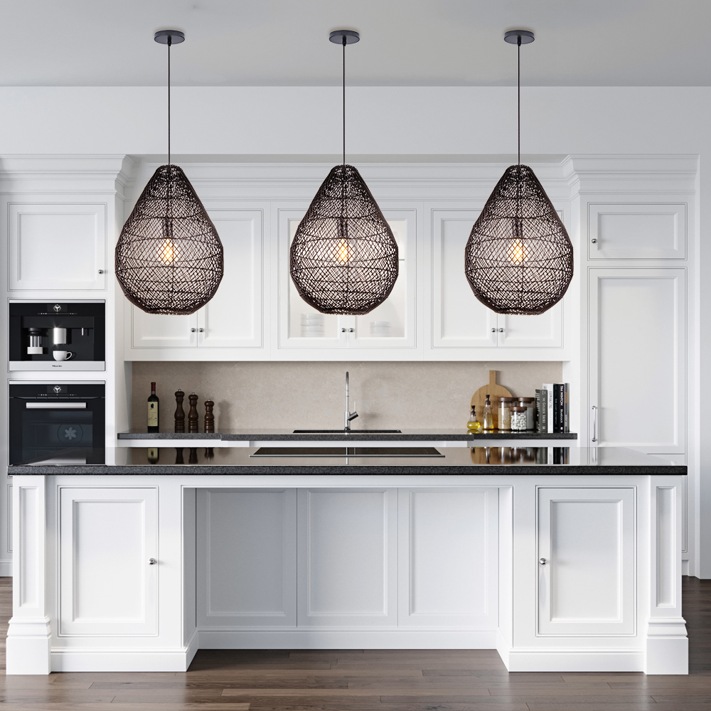 Natural Color Hand-woven Rattan Pendant Lamp for Dining Room