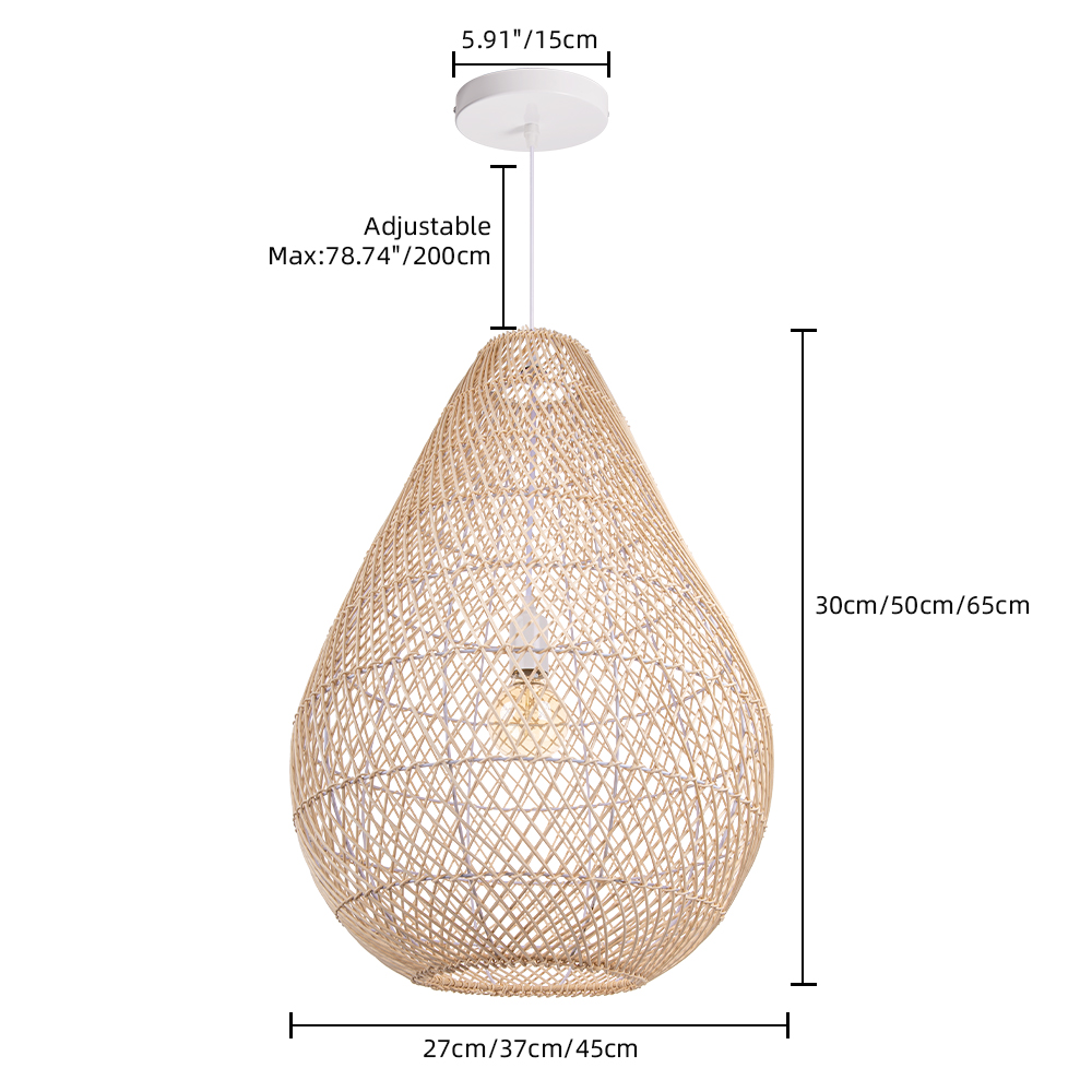Natural Color Hand-woven Rattan Pendant Lamp for Dining Room